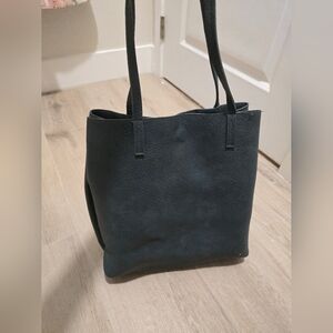 Teal leather tote